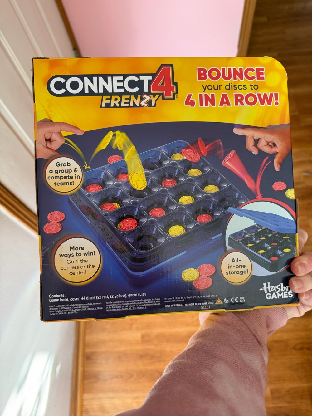 Hasbro Connect 4 Frenzy Game - Yellow & Red Discs with Blue Grid
